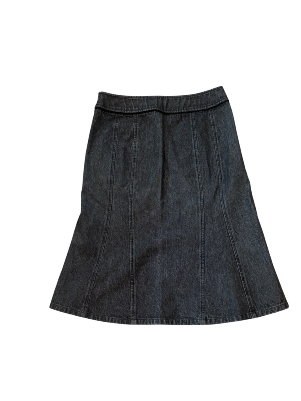 Ann Taylor LOFT Black Denim A-Line Flared Skirt with Side Zipper Size 4